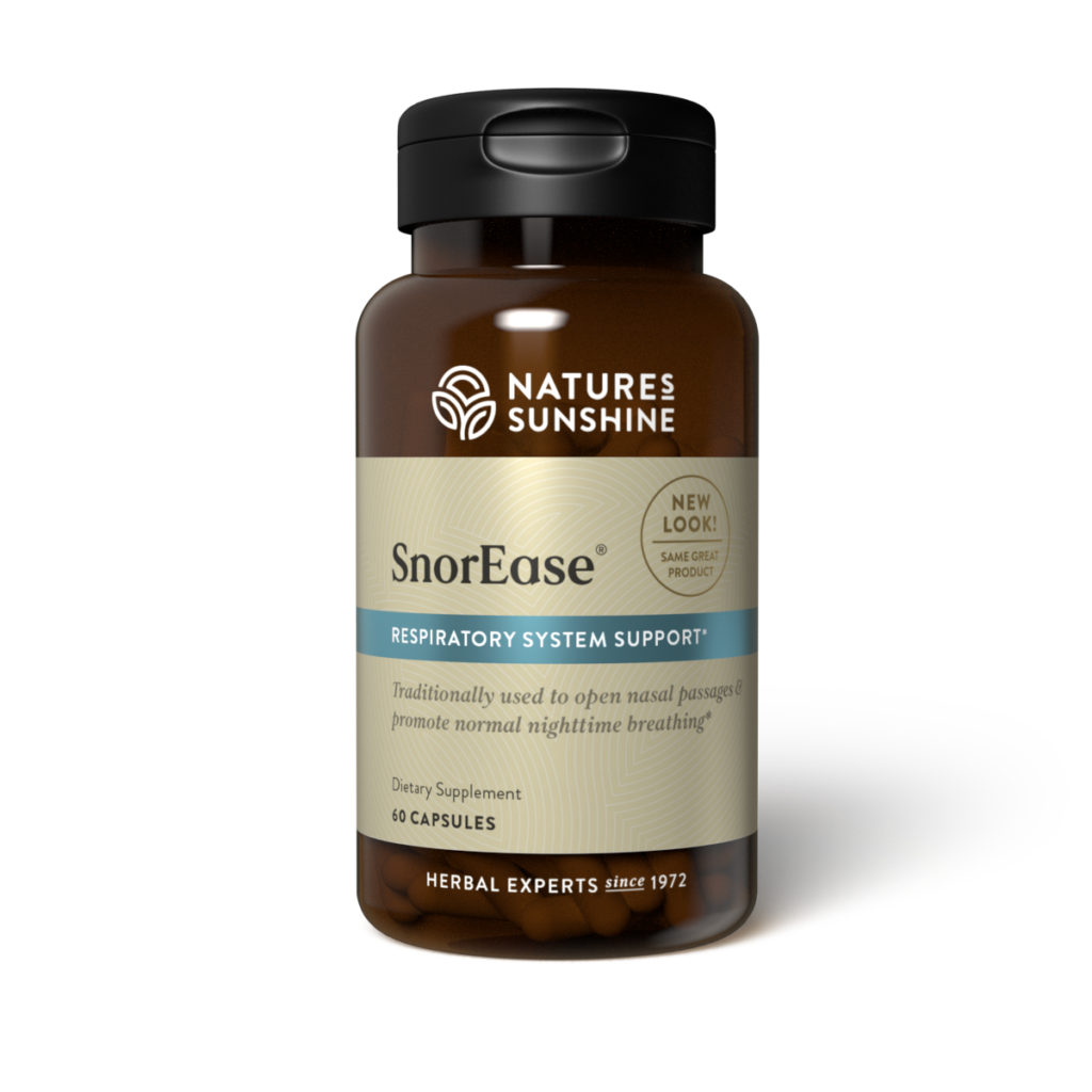 Bottle of SnoREase natural snoring relief supplement for better sleep support.