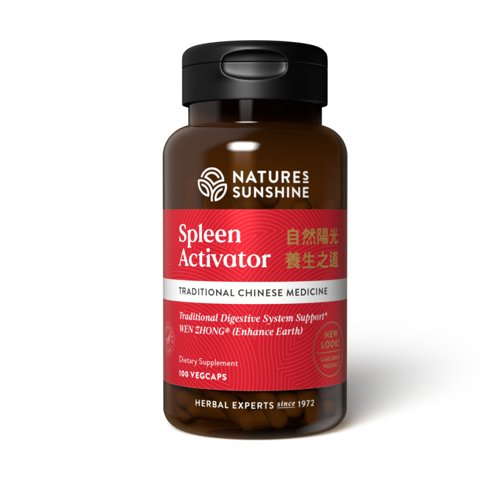 Spleen Activator Chinese Herbal Supplement bottle with traditional herbs, representing digestive support, energy balance, and spleen health.